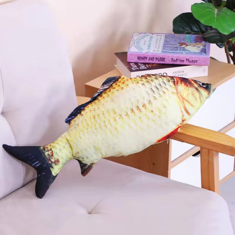 Pet Plush Cat Catnip Toy Teeth Teasing Cat Toy Simulated Fish Cat Fish Throw Pillow