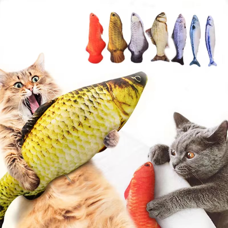 Pet Plush Cat Catnip Toy Teeth Teasing Cat Toy Simulated Fish Cat Fish Throw Pillow