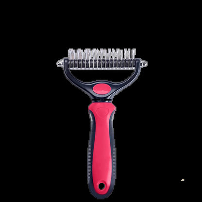 Pet Deshedding Brush - Double-Sided Undercoat Rake for Dogs & Cats - Shedding Comb and Dematting Tool for Grooming, Extra Wide