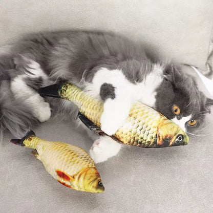 Pet Plush Cat Catnip Toy Teeth Teasing Cat Toy Simulated Fish Cat Fish Throw Pillow